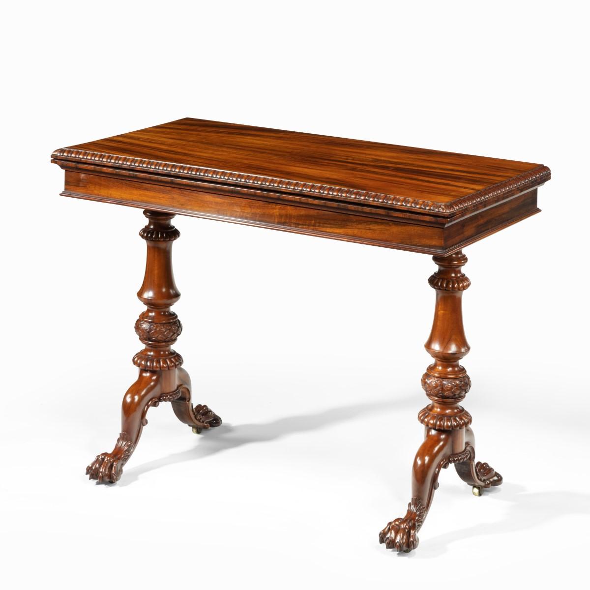 Wood Early Victorian Goncalo Alves Card Table Attributed to Gillows For Sale