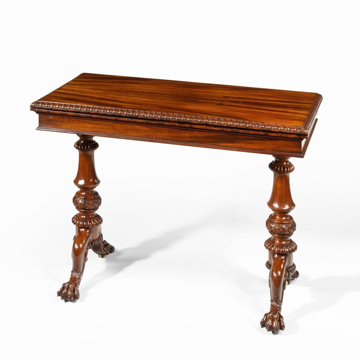 Early Victorian Goncalo Alves Card Table Attributed to Gillows For Sale 1