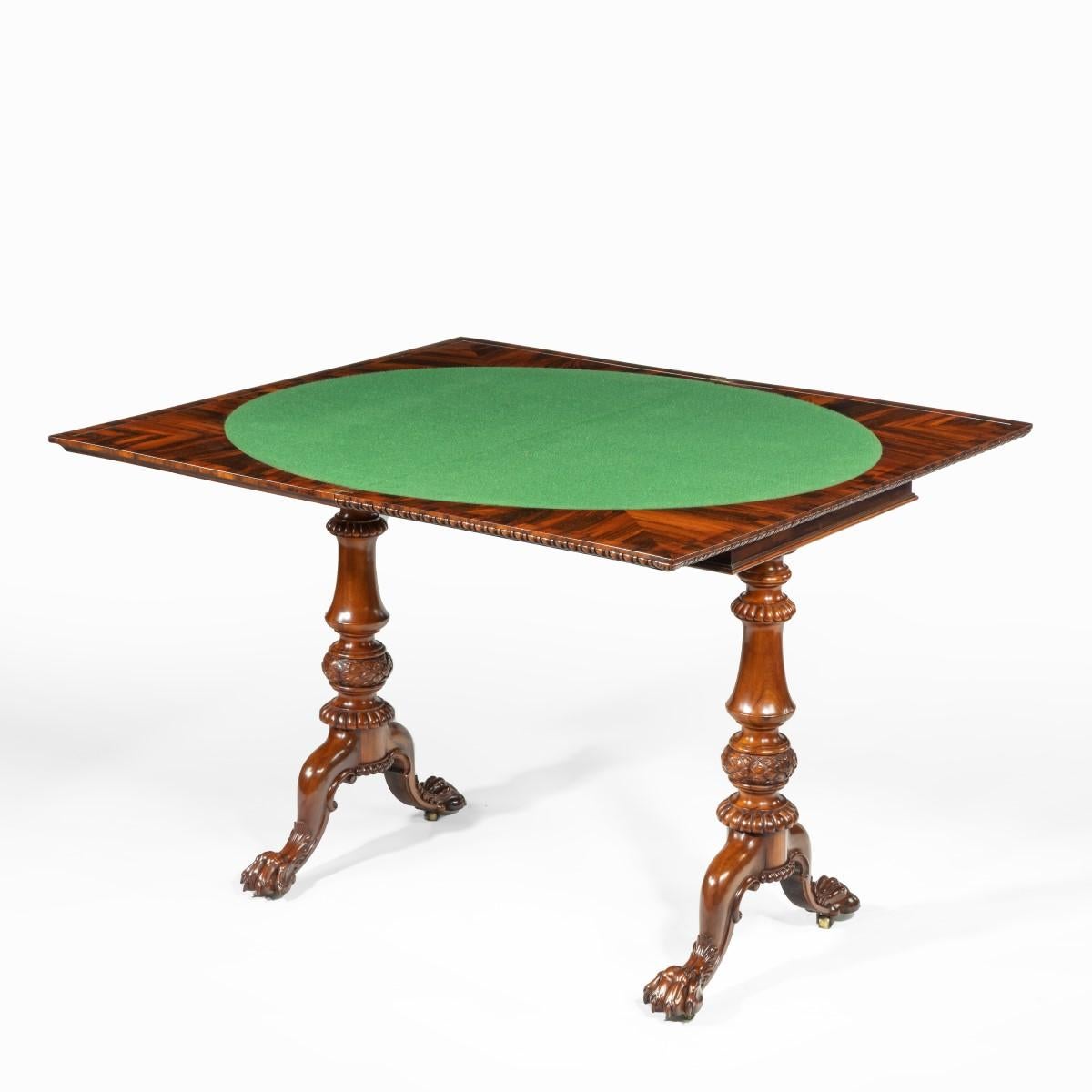 Early Victorian Goncalo Alves Card Table Attributed to Gillows For Sale 2