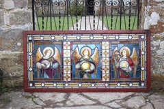 Early Victorian Hand Painted Stained Glass Church Window