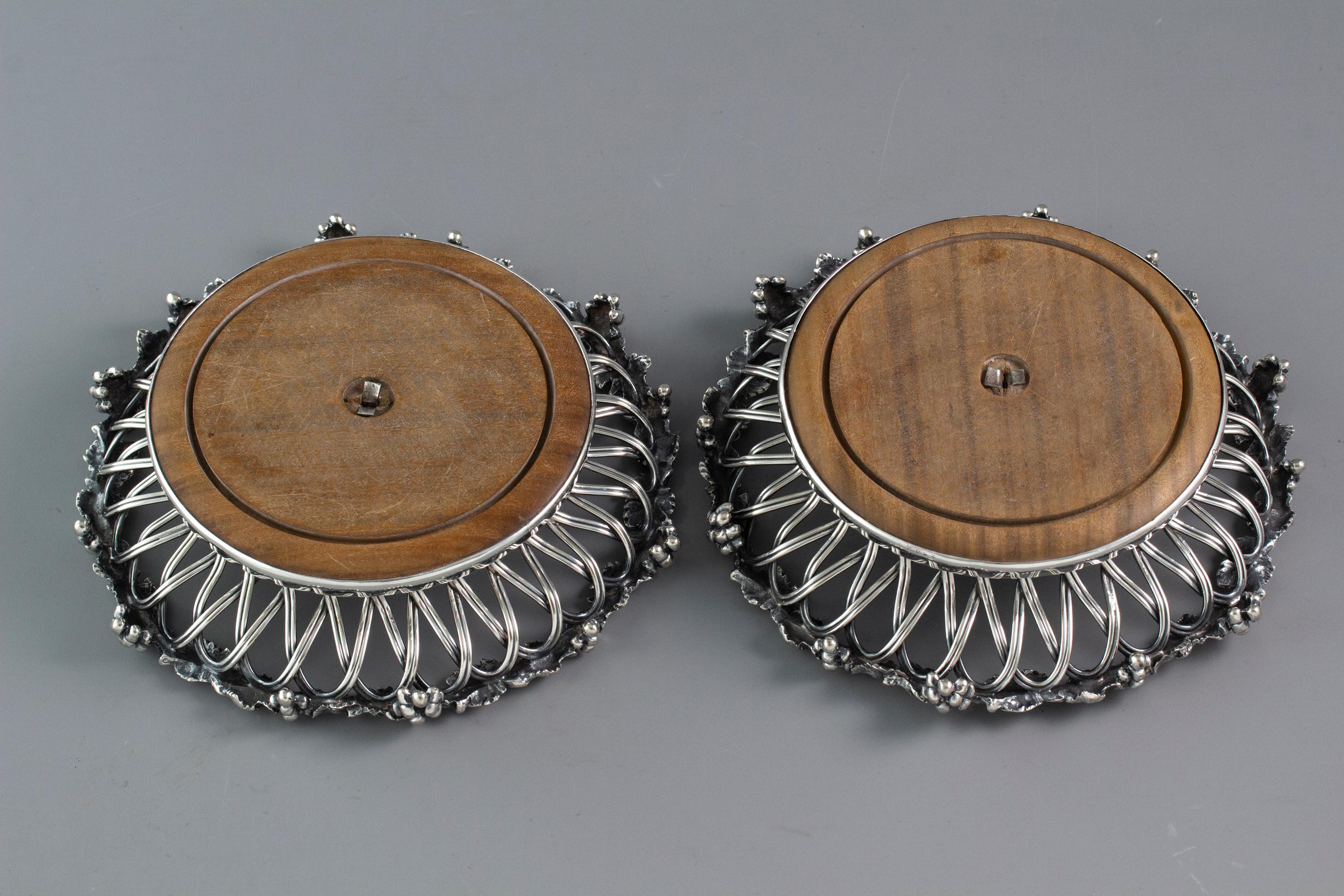 Early Victorian Pair of Silver Plate Wine Coasters, circa 1840 3
