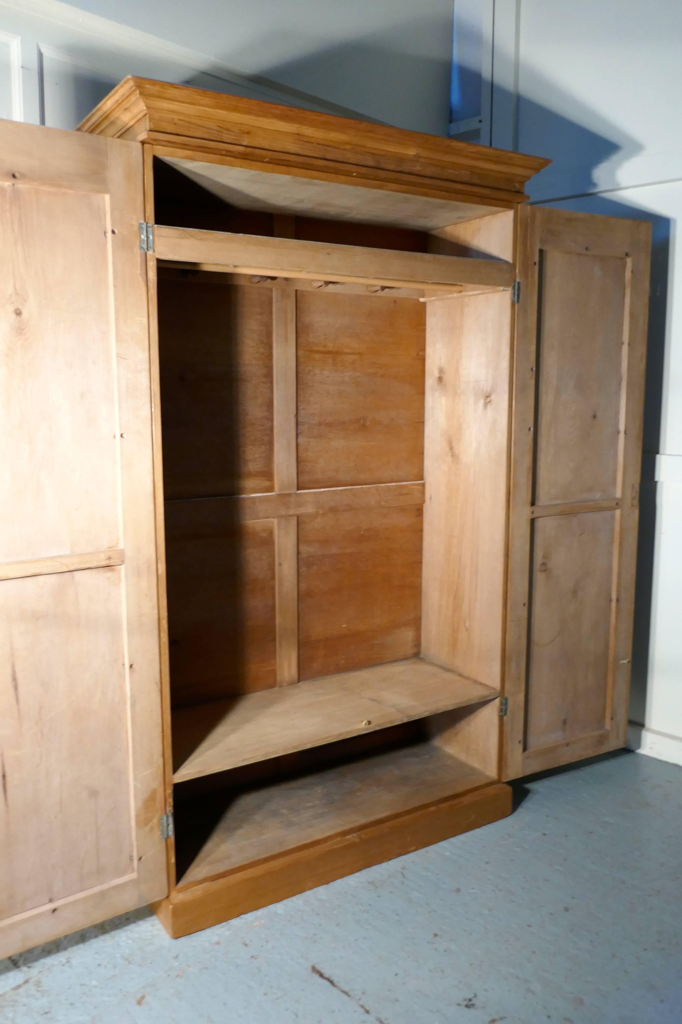 19th Century Early Victorian Stripped Pine Wardrobe