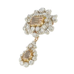 An early Victorian topaz and diamond brooch/pendant