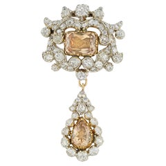 Broche/pendentif en topaze et diamant du début de l'époque victorienne