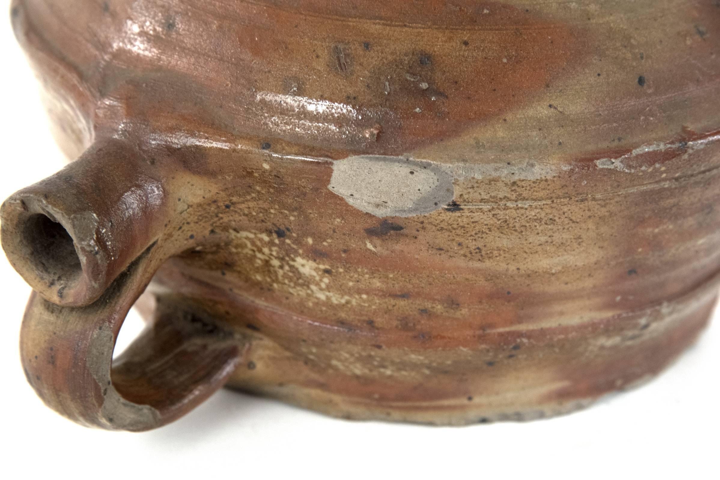 19th Century Earthenware Salt Glazed Turtle Salt Bottle For Sale