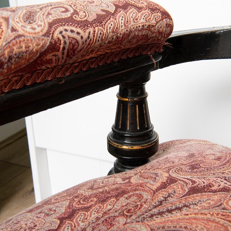 British An Ebonised and Walnut Settee by Lamb of Manchester, England circa 1880