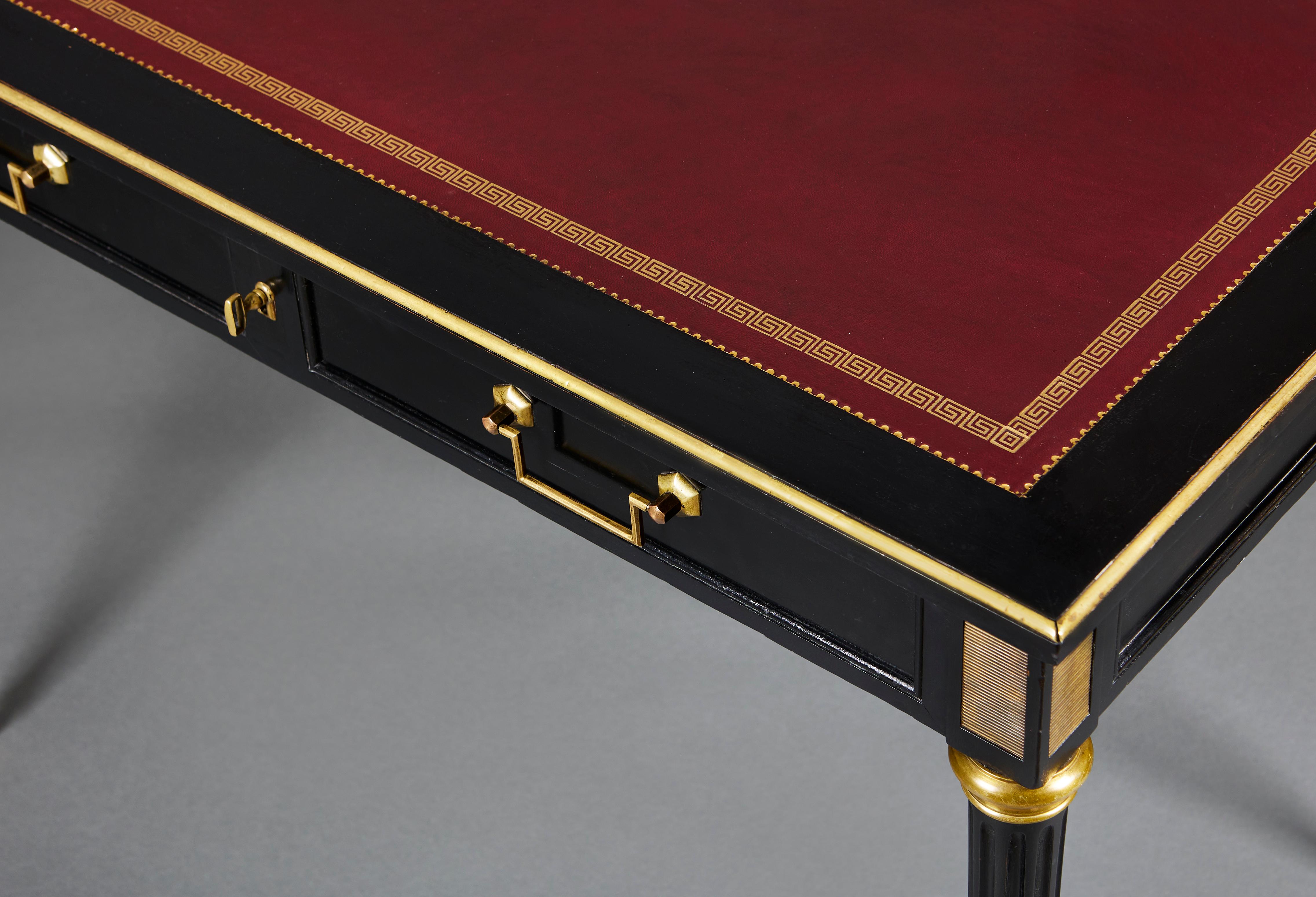 French An Ebonised Bureau Plat Attributed to Jansen For Sale