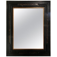 Ebonised Carved Wood Ripple Frame, Painted Faux Marble and Gilt Slip Mirror