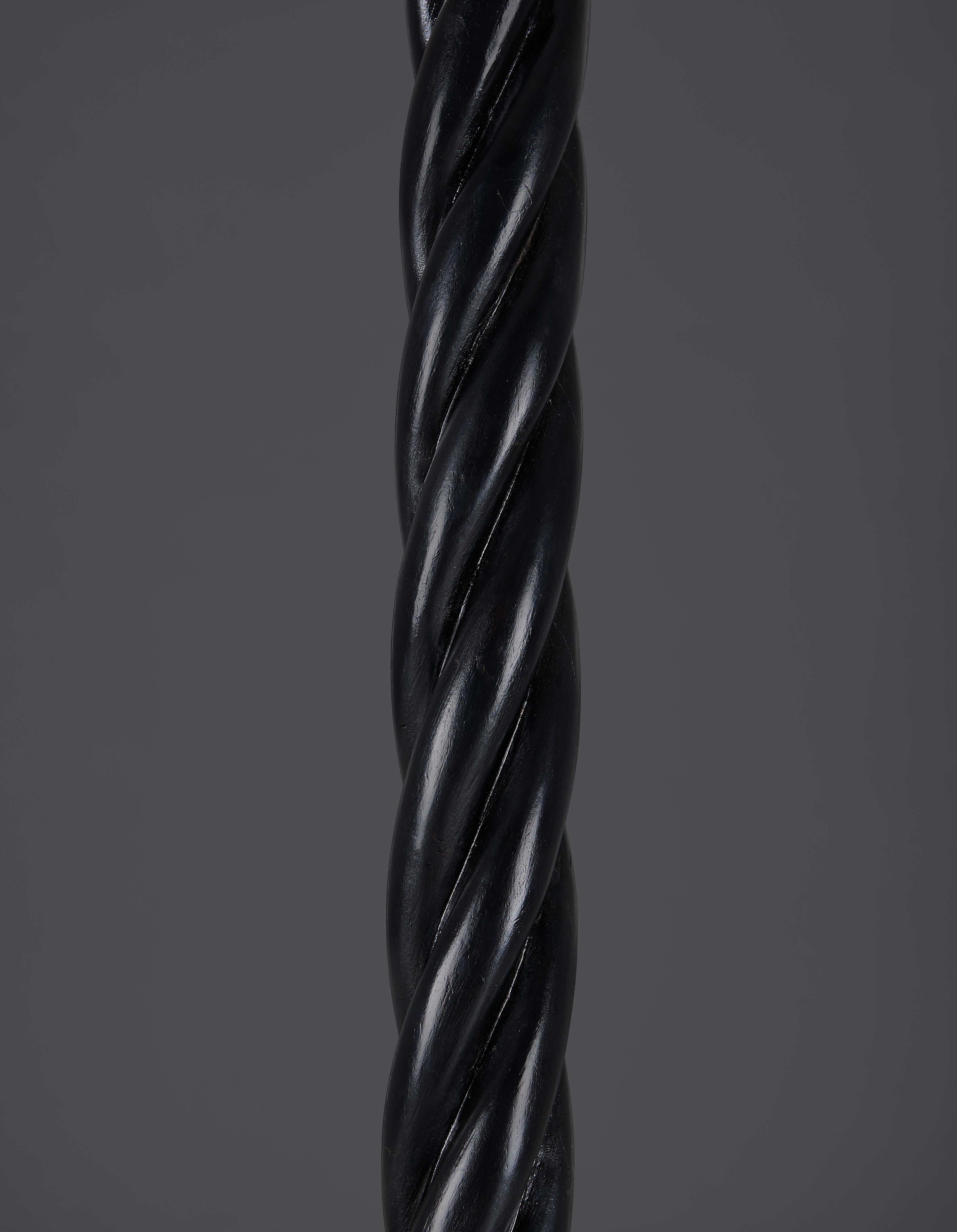 Indian An Ebonised Twisted Floor Lamp For Sale
