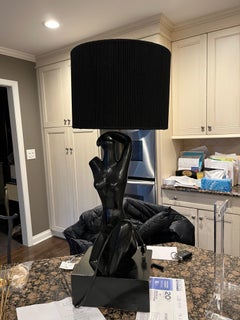 Ebonized Cerused Oak Figural Table Lamp Attributed to Yasha Heifetz