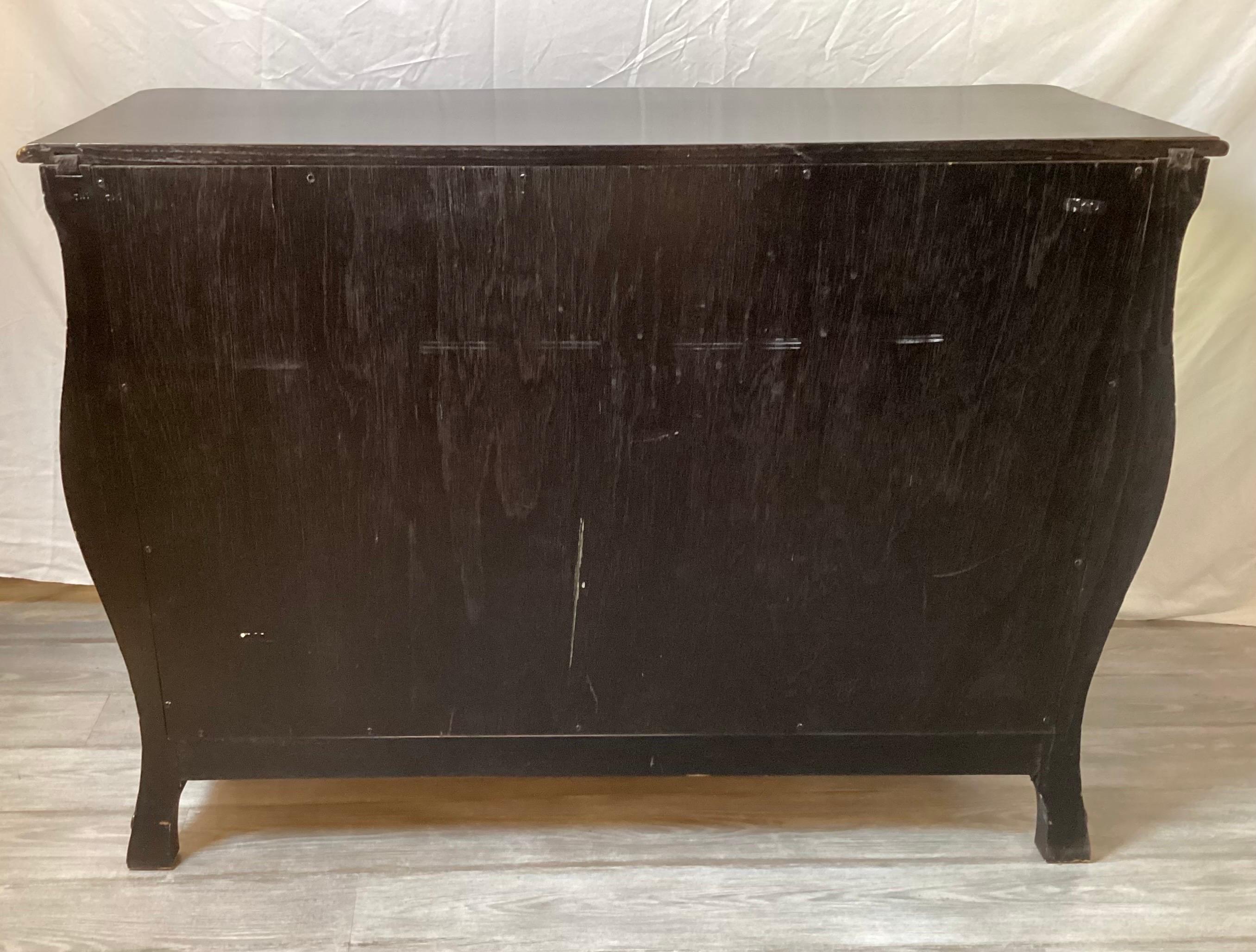 Ebonized Chinoiserie Bombe Chest For Sale 8