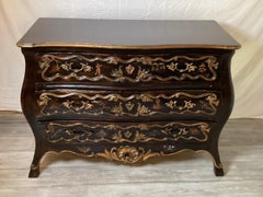 Ebonized Chinoiserie Bombe Chest