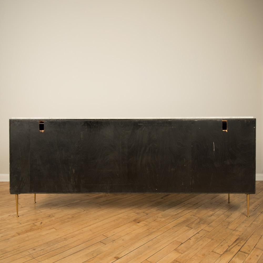 Ebonized French Sideboard with Marble Top, circa 1950 In Good Condition In Philadelphia, PA