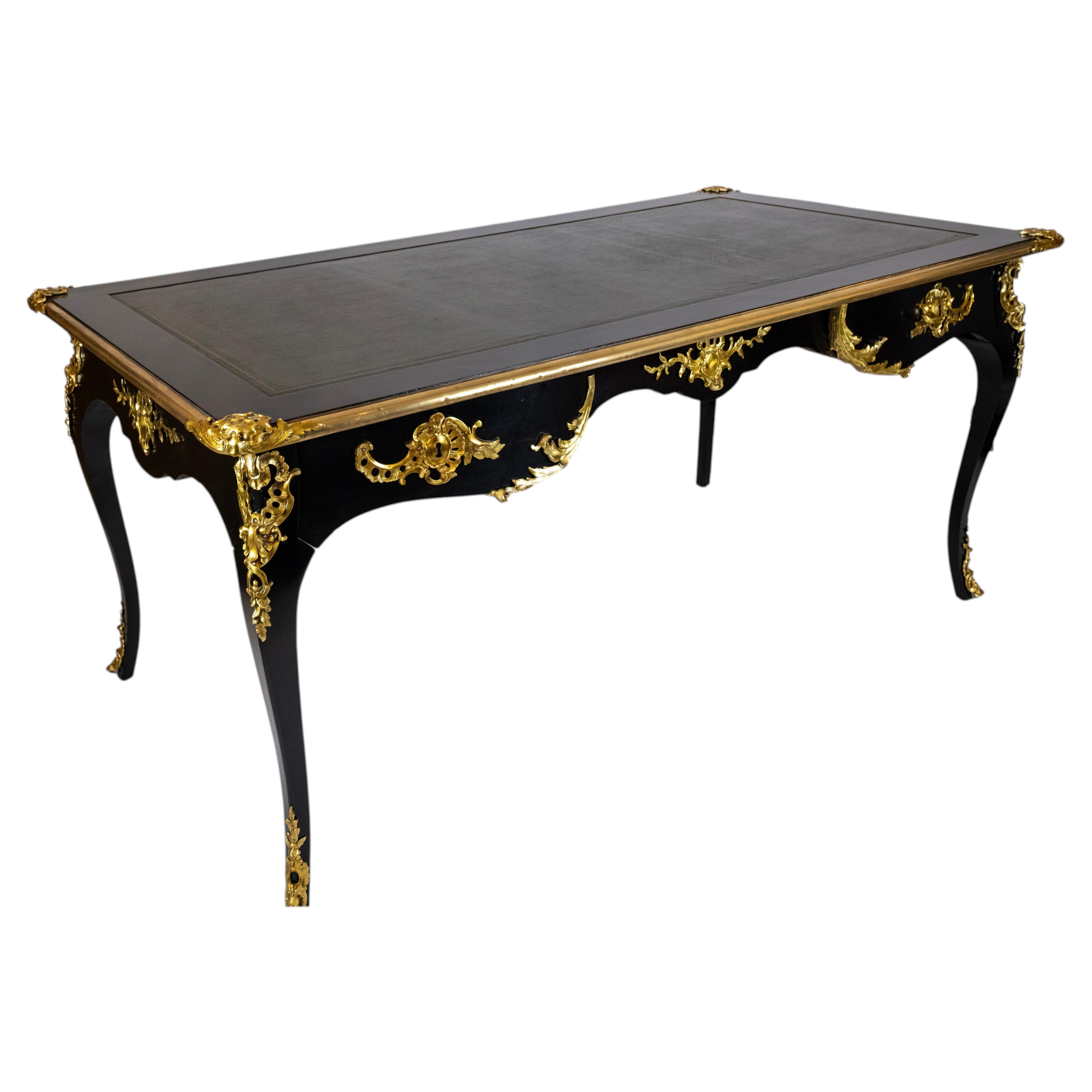 An Ebonized Louis XV-Style Bureauplat For Sale