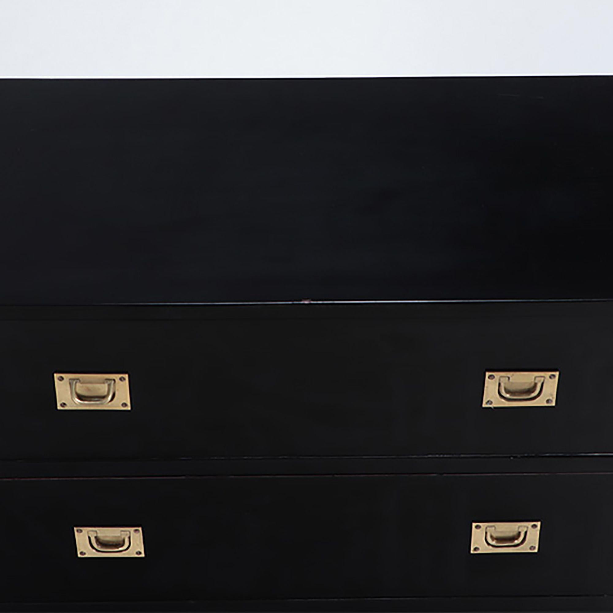 Mid-Century Modern Ebonized Mahogany Brass Mounted Campaign Style Chest, circa 1940 For Sale