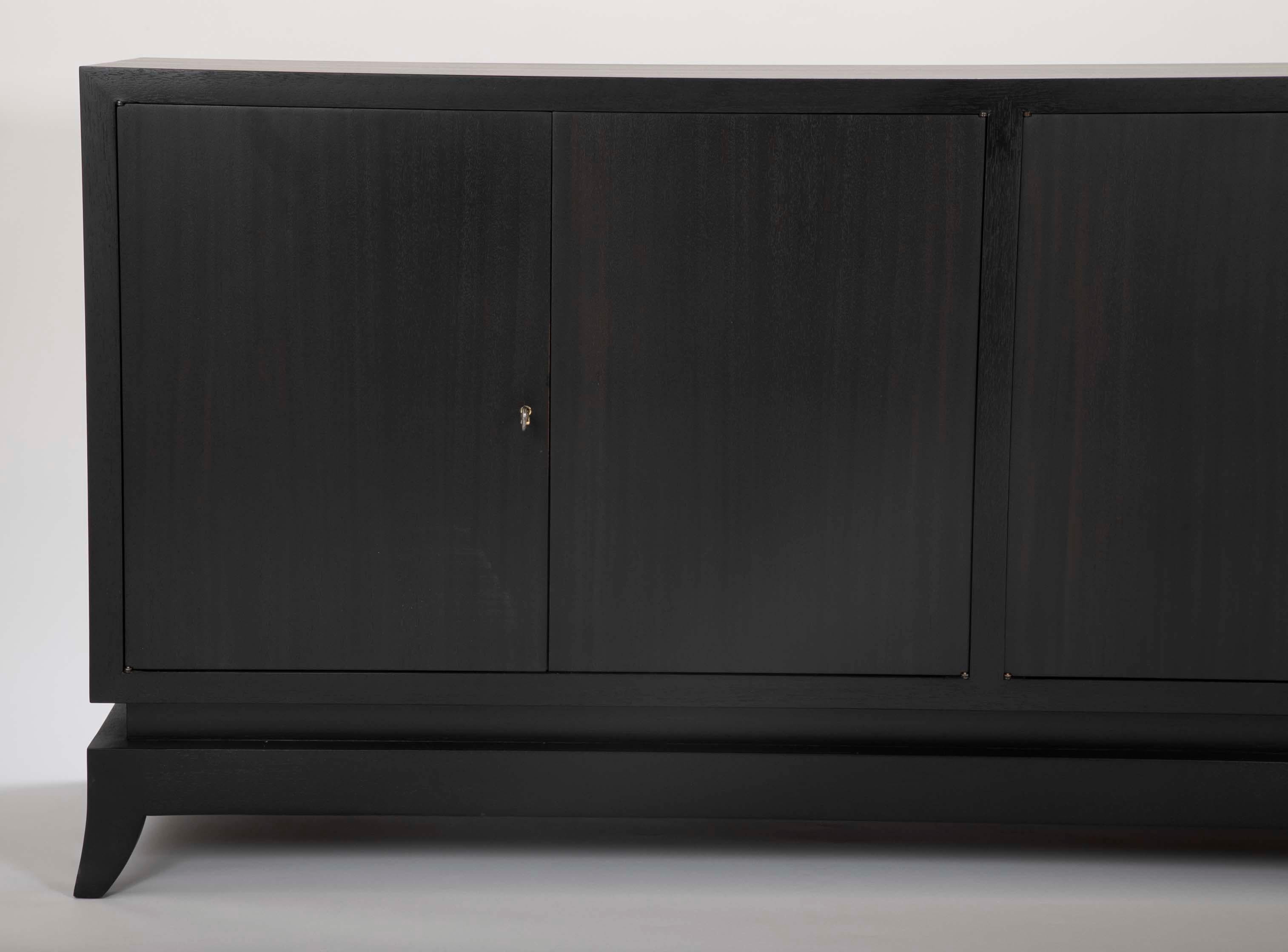 American Ebonized Mahogany Credenza in the Manner of Tommi Parzinger