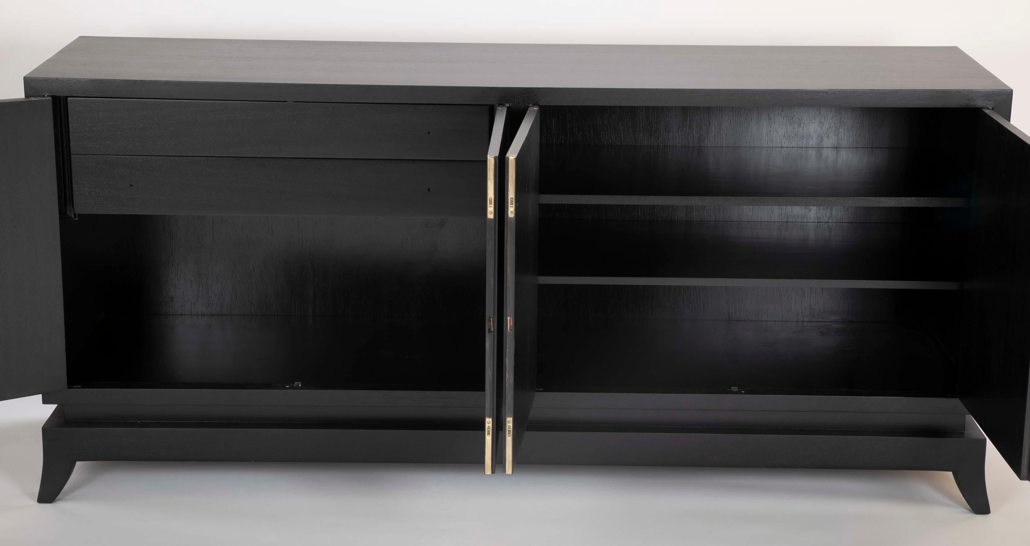 Ebonized Mahogany Credenza in the Manner of Tommi Parzinger In Good Condition In Stamford, CT