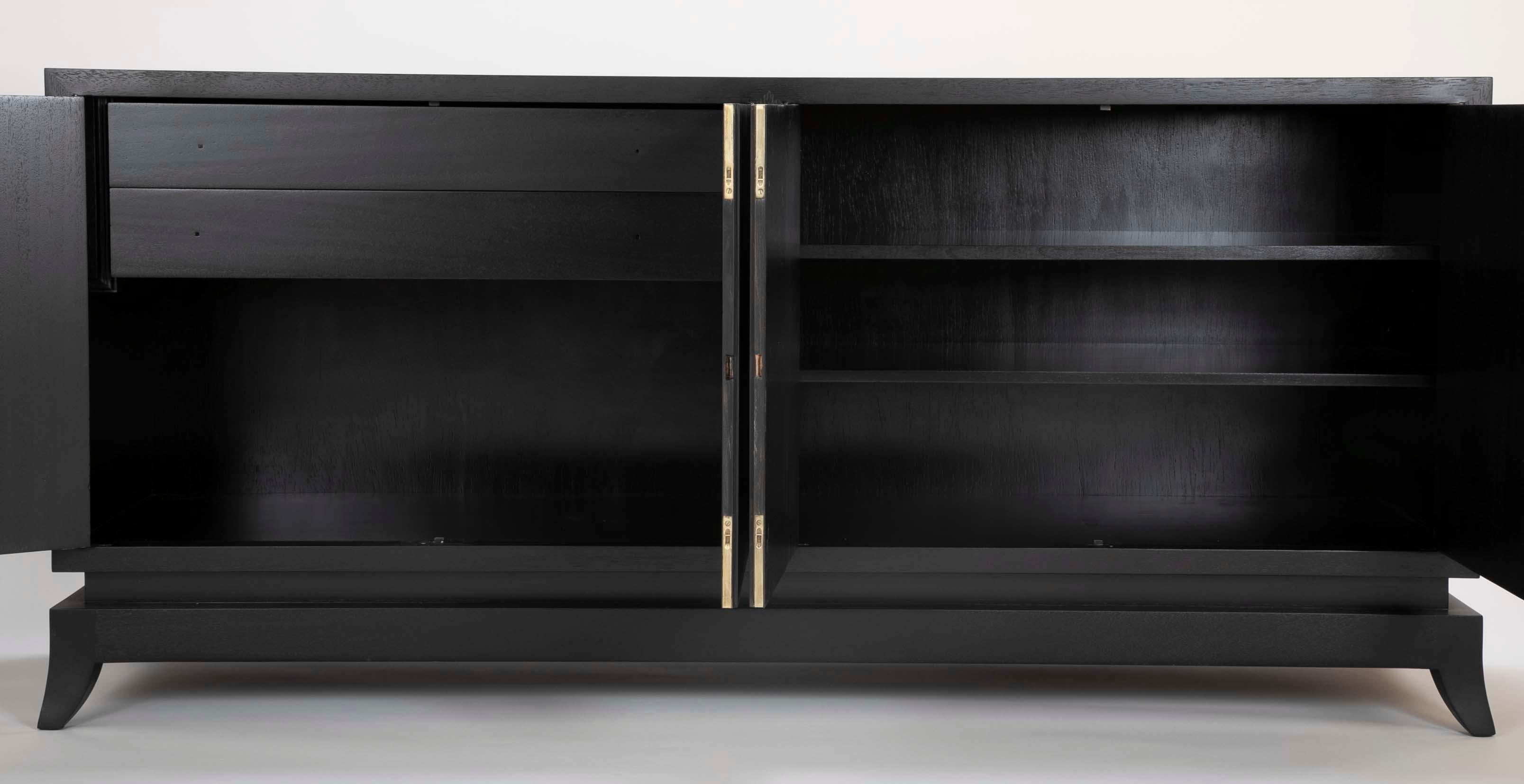 Late 20th Century Ebonized Mahogany Credenza in the Manner of Tommi Parzinger