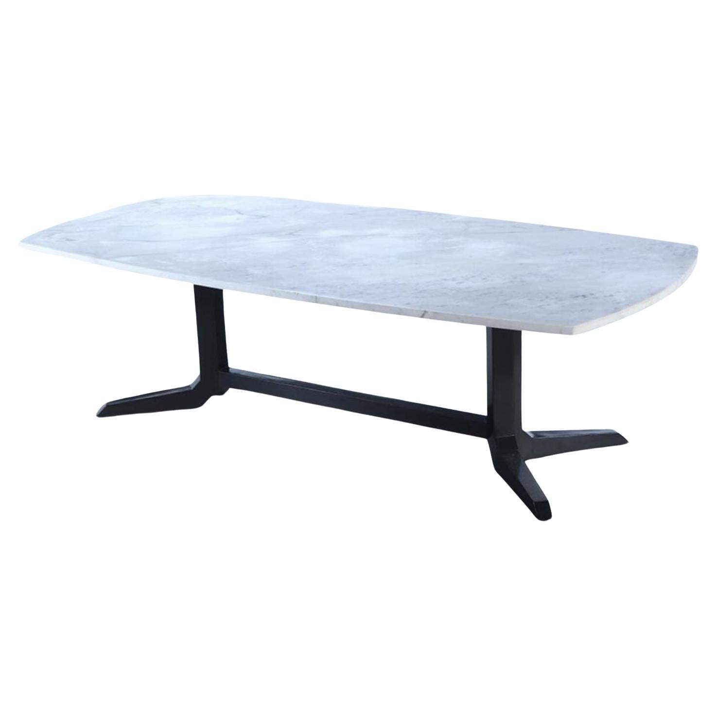 An ebonized marble top dining table circa 1960. For Sale