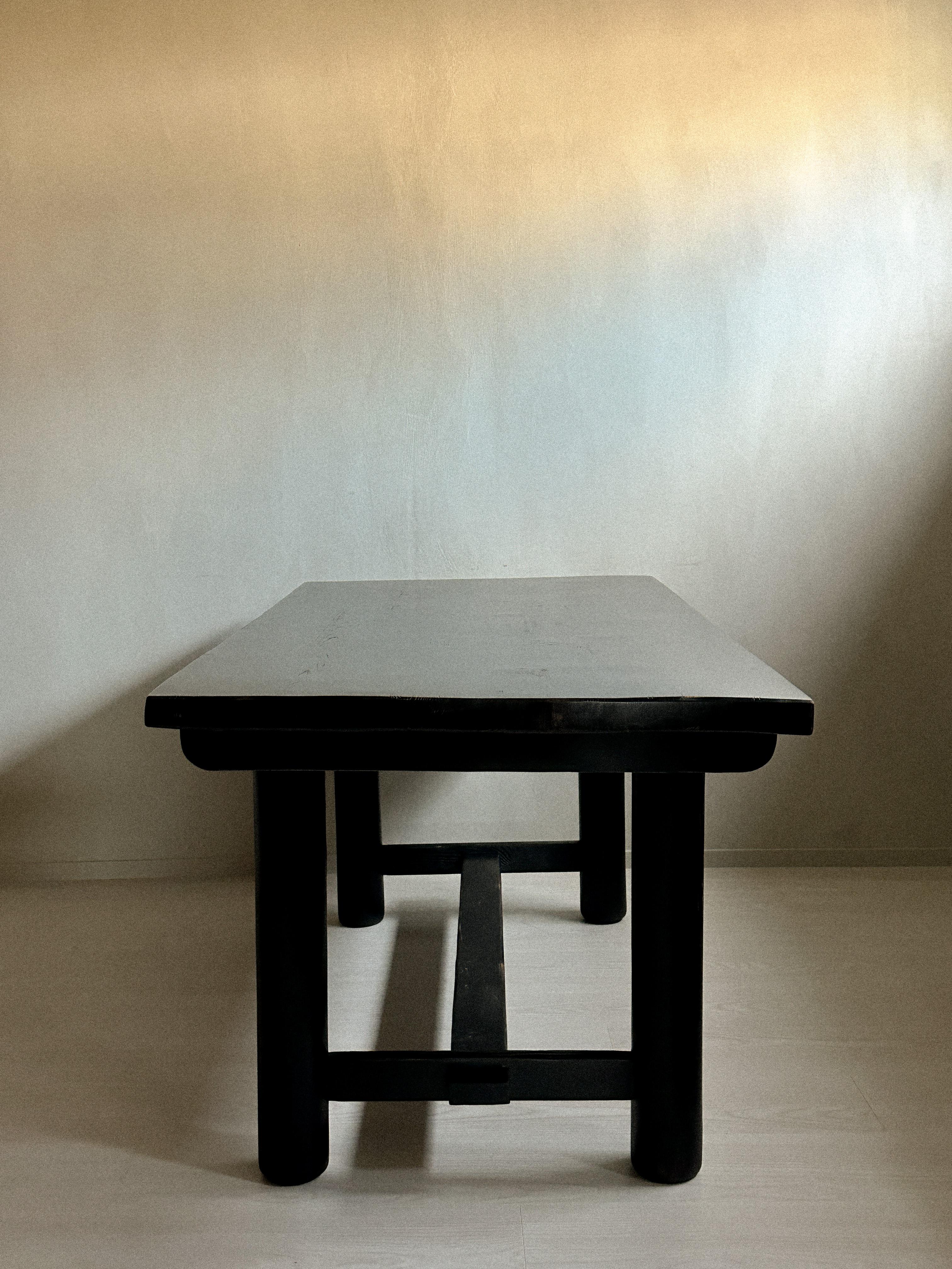 Mid-Century Modern An Ebonized Meribel Dining Table, Wood, Charlotte Perriand (attr.), France 1959 For Sale