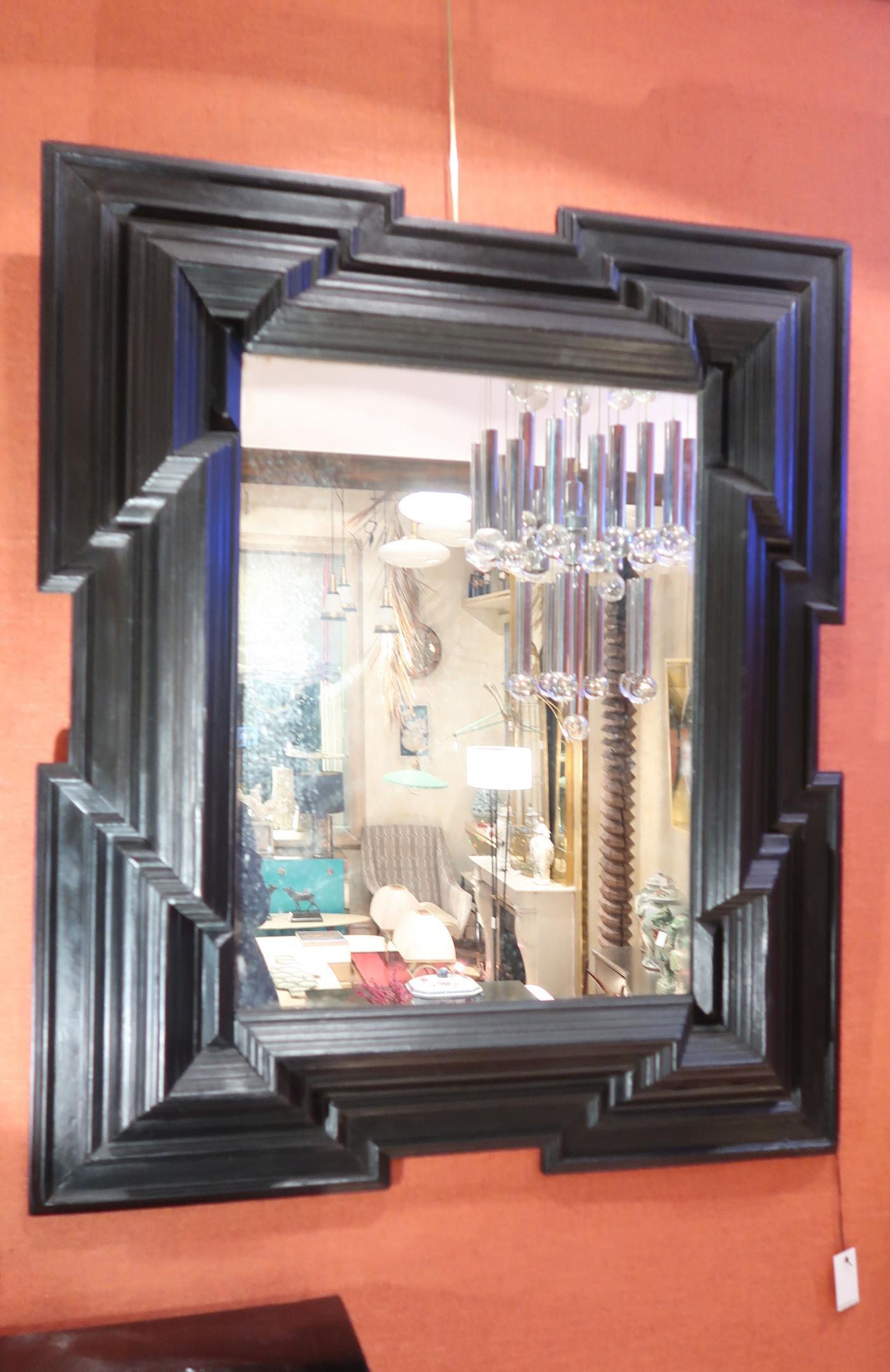 Ebonized Neoclassical Wall Mirror, Netherlands, 19th Century In Good Condition For Sale In Madrid, ES