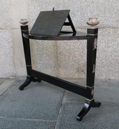 Ebonized Wood & Silver Neoclassical Italian Easel, 19th Century