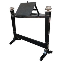 Antique Ebonized Wood & Silver Neoclassical Italian Easel, 19th Century