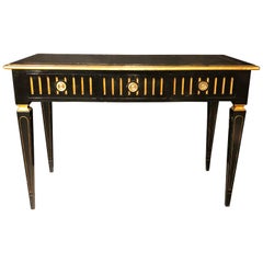 Ebony and Parcel-Gilt Decorated Three-Drawer Desk, Maison Jansen attr.