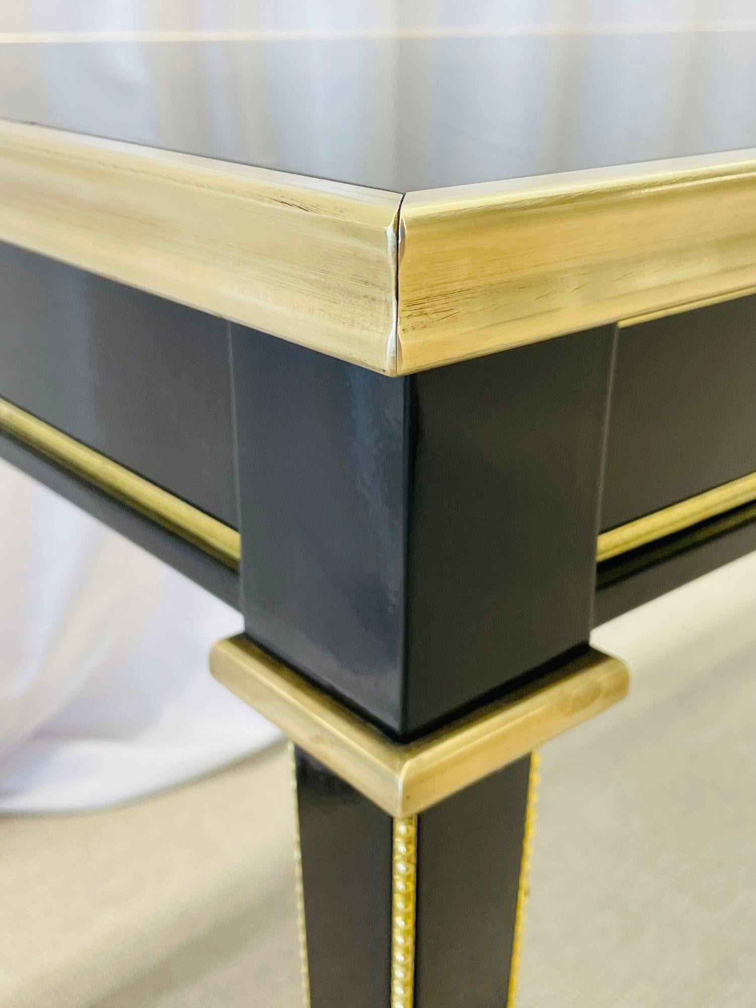 Ebony French Desk, Writing Table or Vanity, Maison Jansen Inspired, Bronze 5