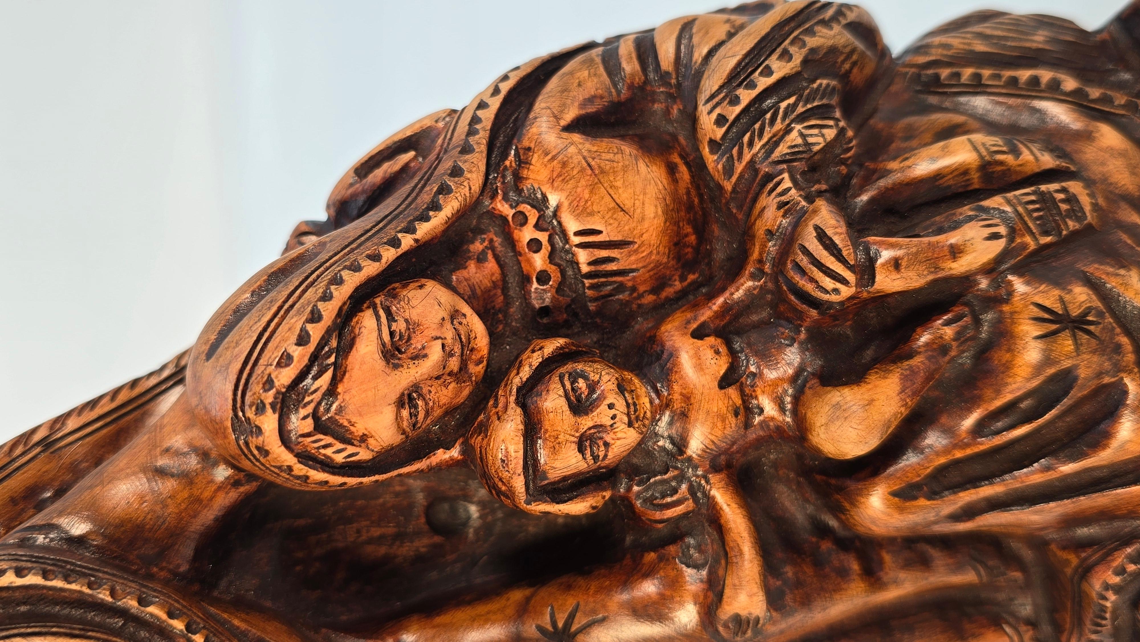Groupe de personnages ecclésiastiques italiens en bois d'olivier sculpté, vers 1880 en vente 3