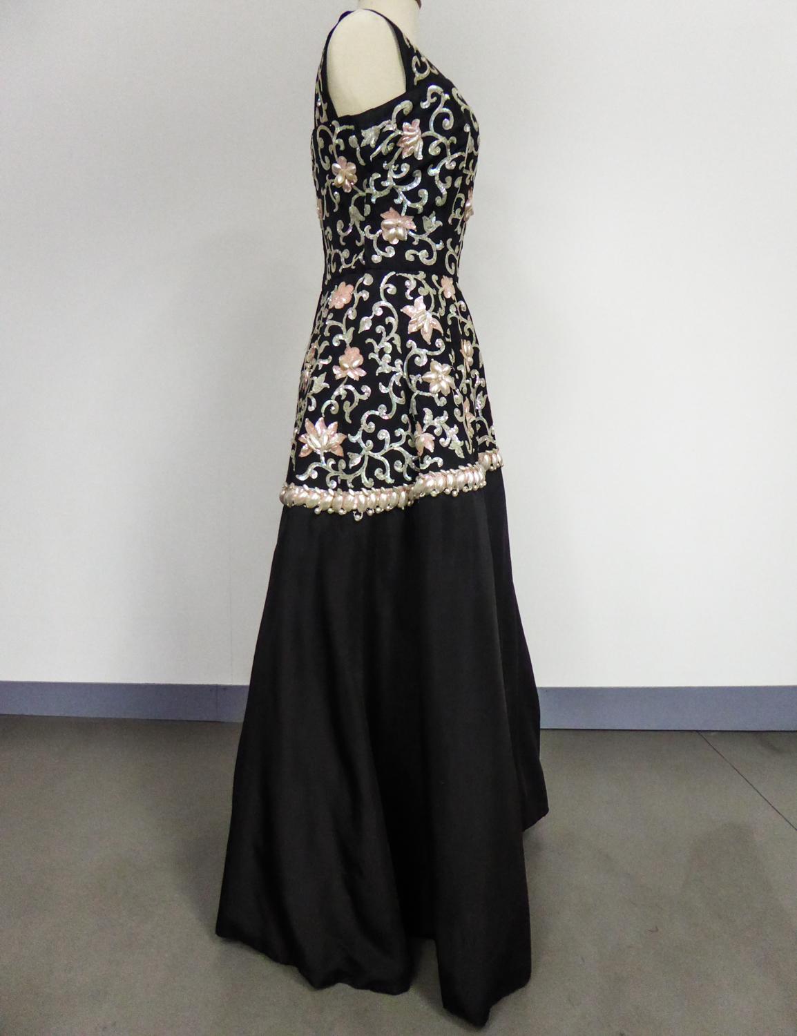 An Edward Molyneux Couture Long Embroidered Evening Dress Circa 1950 5