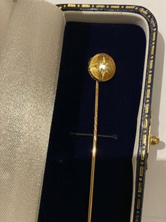 Ein Edwardian 15K Gelbgold & 0,10ct Old-European Cut Diamond Stick Pin