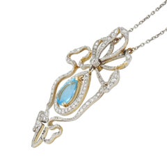 An Edwardian Aquamarine And Diamond Pendant