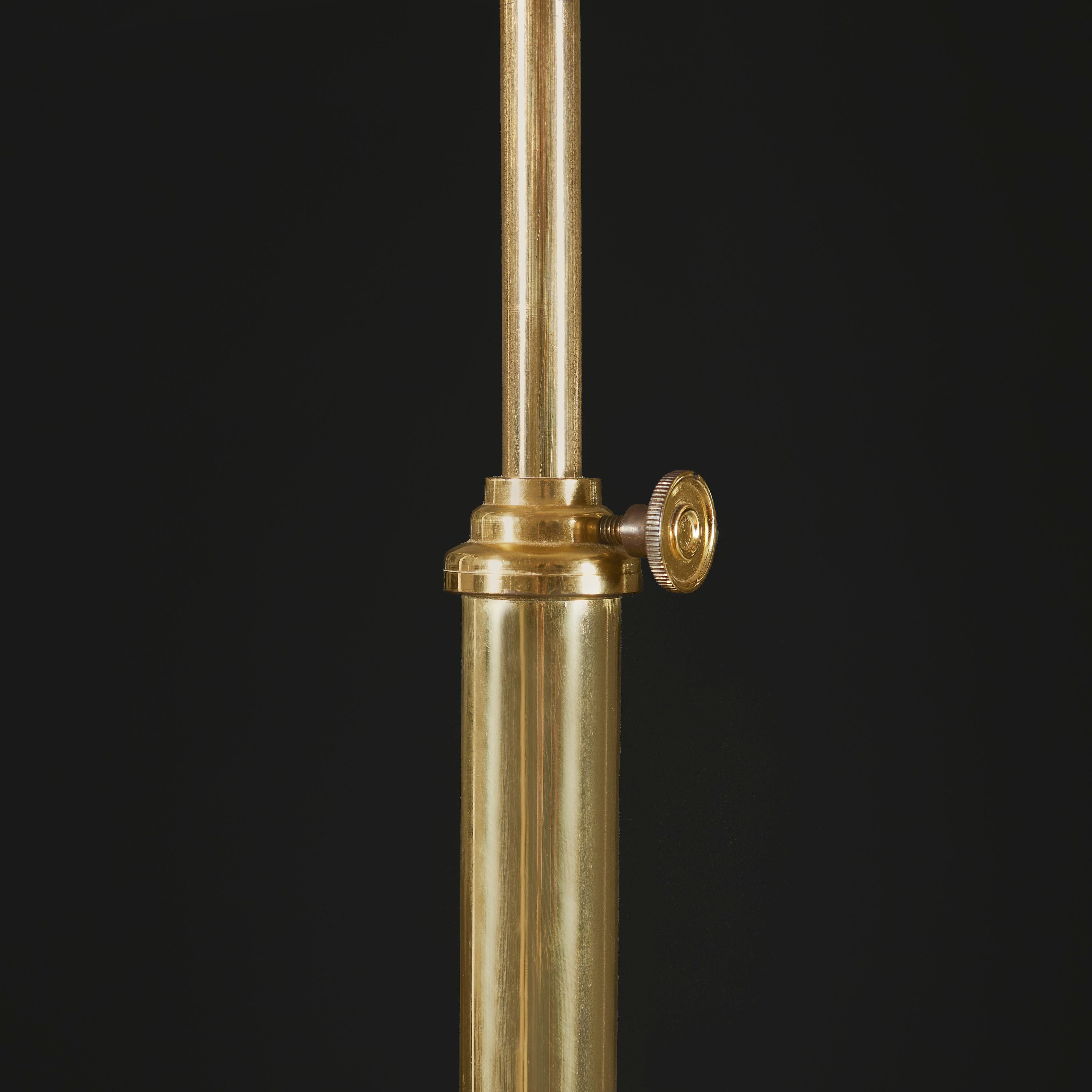20th Century Edwardian Brass Adjustable Standard Lamp