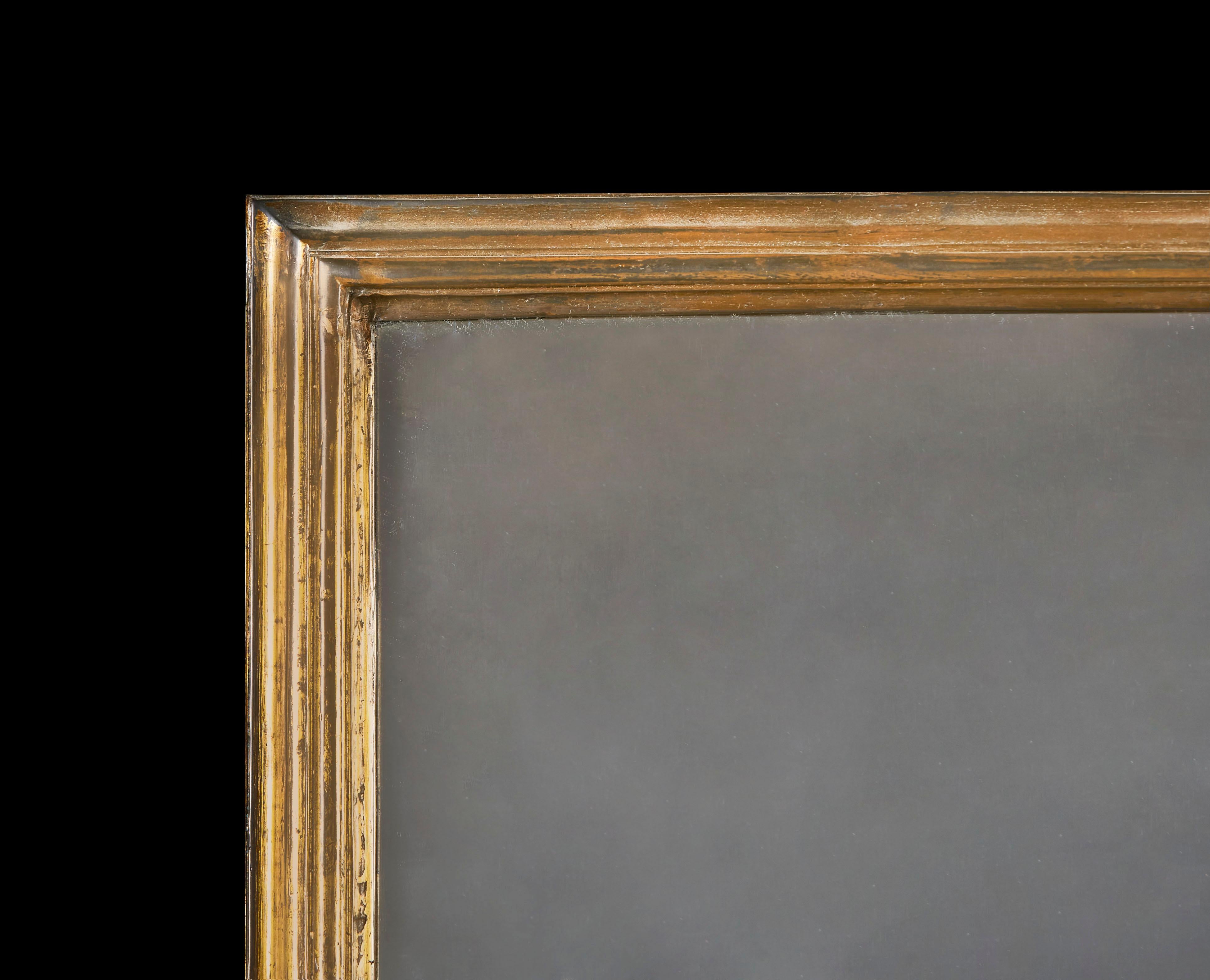 English Edwardian Brass Rectangular Mirror