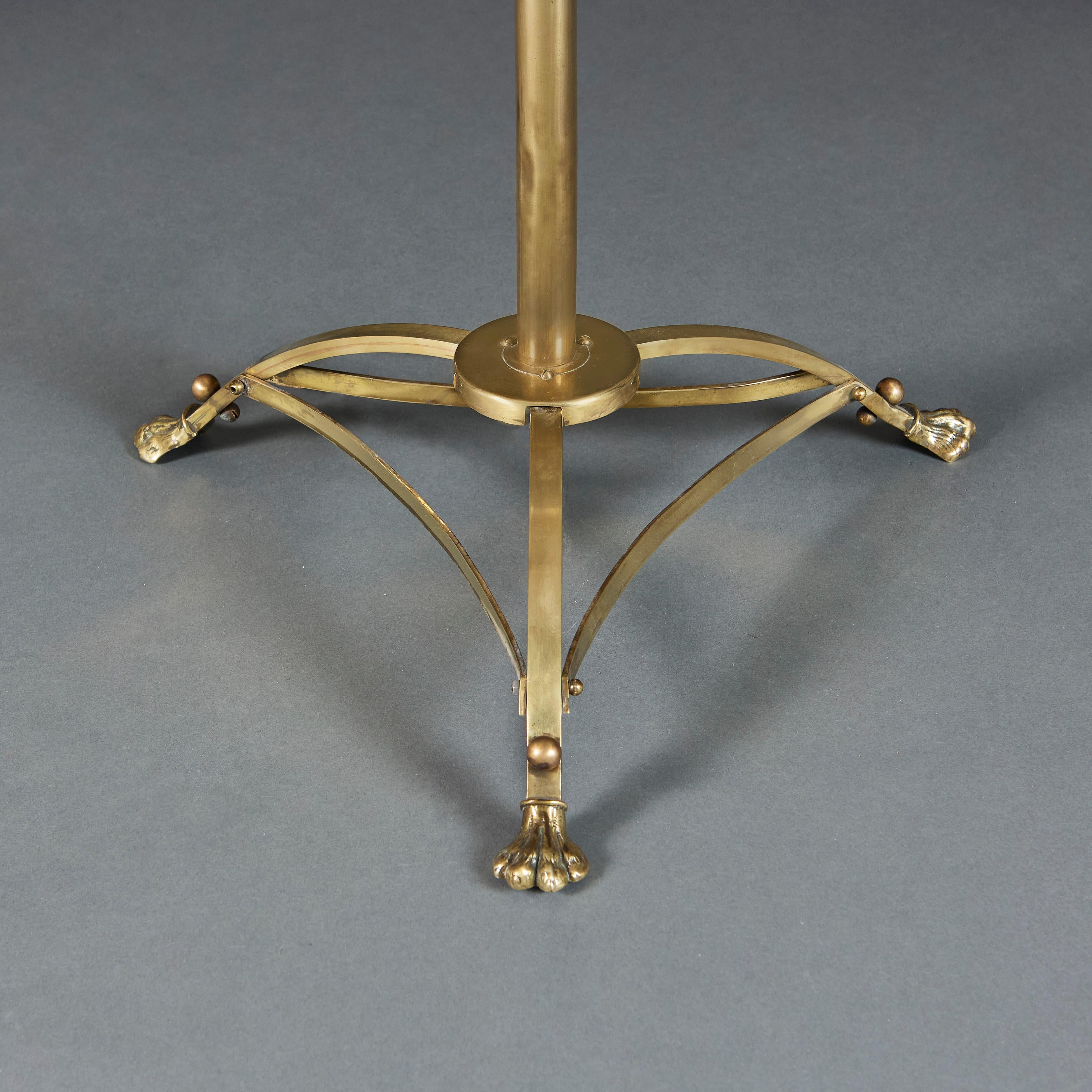 Edwardian Brass Tripod Floor Lamp In Good Condition For Sale In London, GB