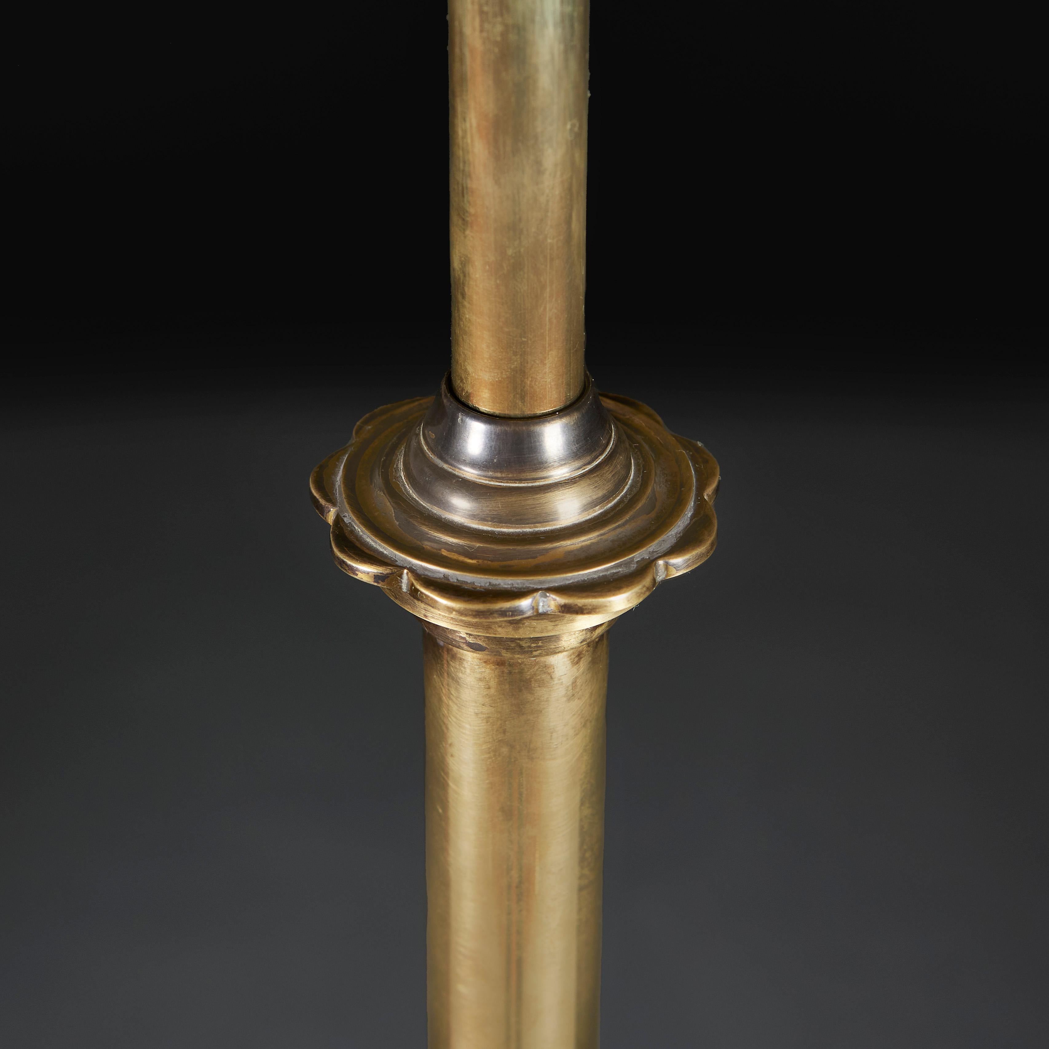 20th Century Edwardian Brass Tripod Floor Lamp