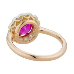 An Edwardian Burmese ruby and diamond cluster ring