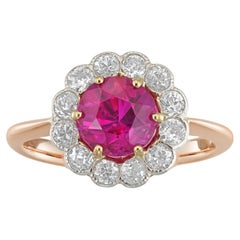 An Edwardian Burmese ruby and diamond cluster ring