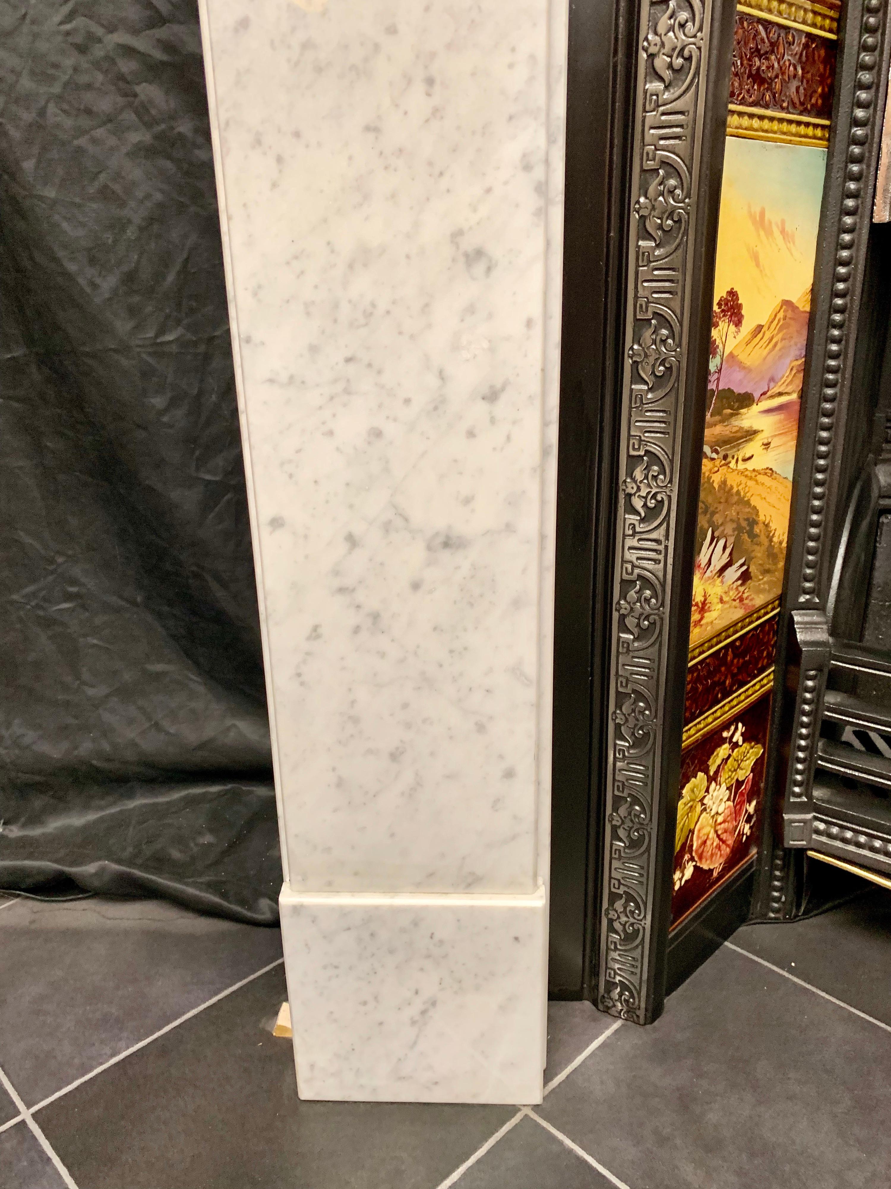 Scottish Edwardian Carrara Marble Corbel Fireplace Surround