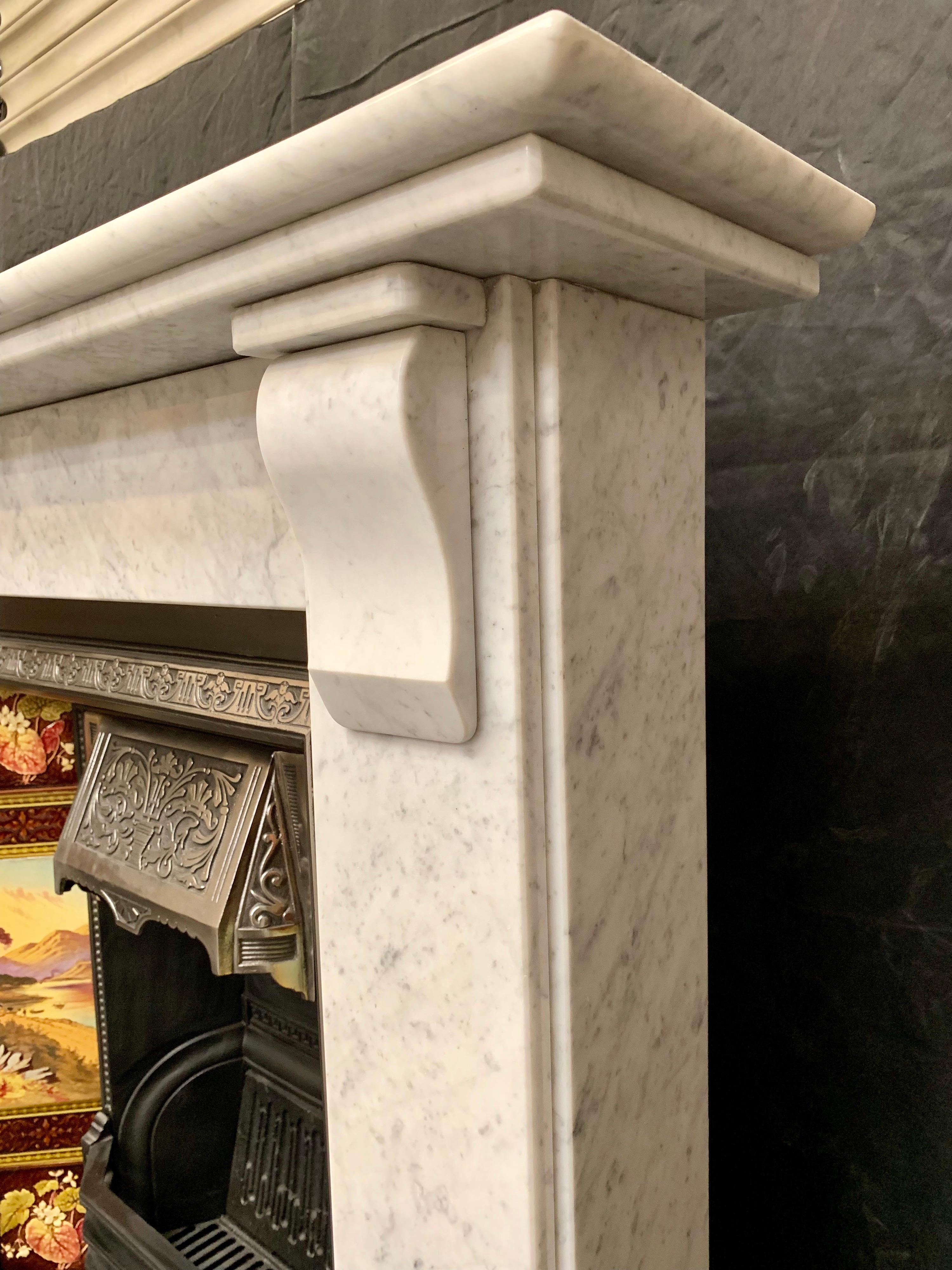 Edwardian Carrara Marble Corbel Fireplace Surround 1
