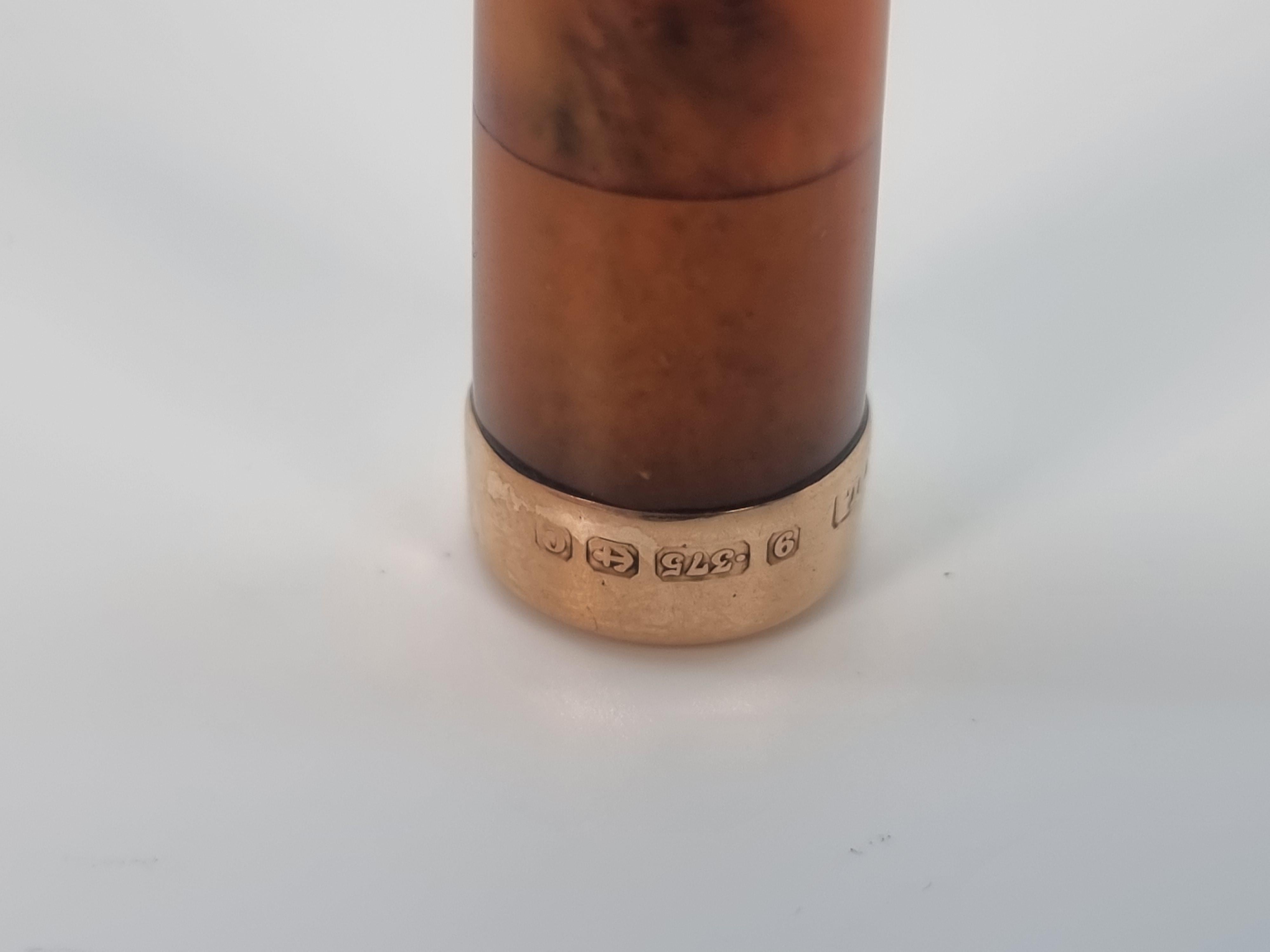 An Edwardian cheroot holder and case made from silver amber and gold 1902 - 3 For Sale 3