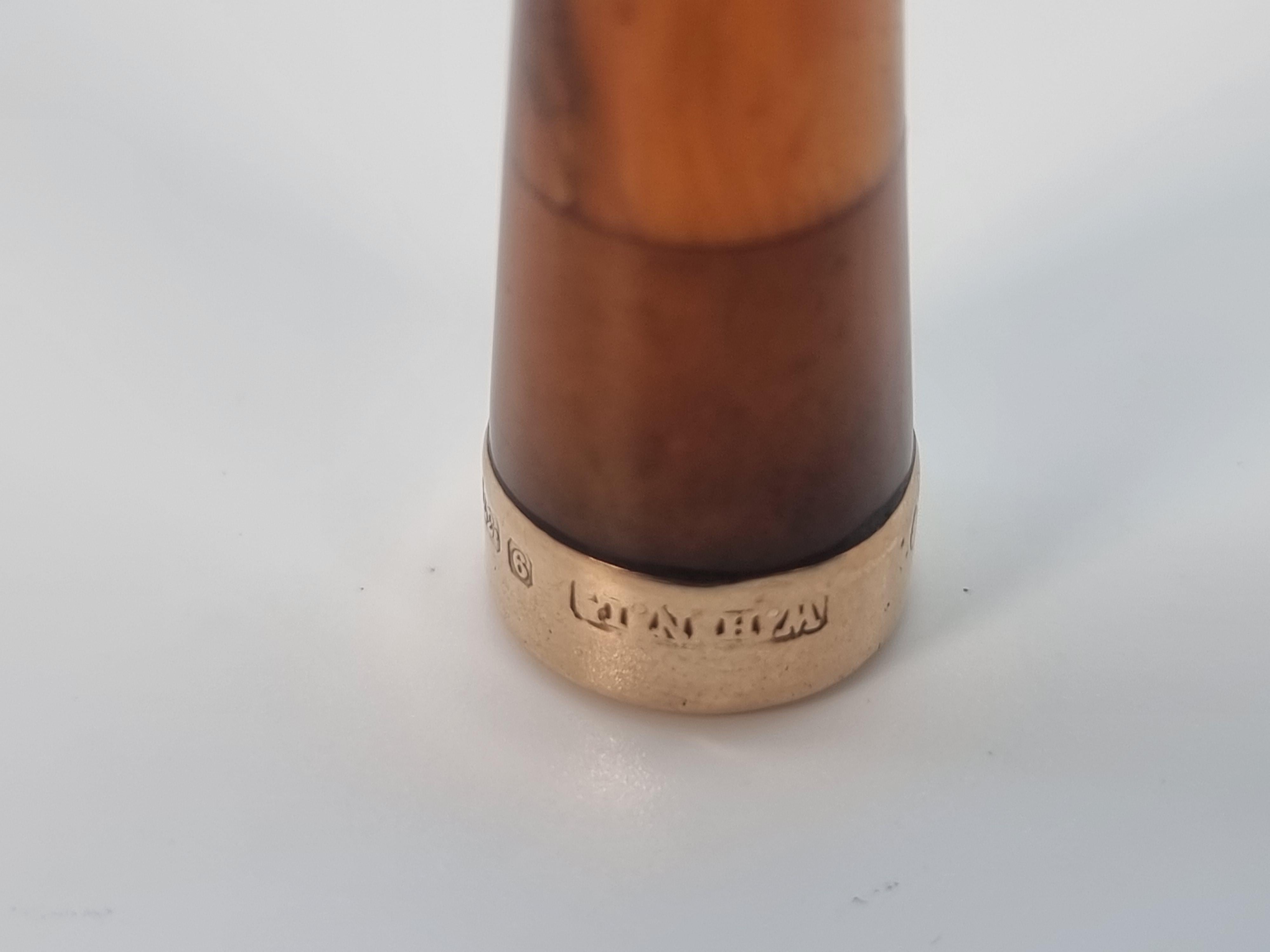 An Edwardian cheroot holder and case made from silver amber and gold 1902 - 3 For Sale 4