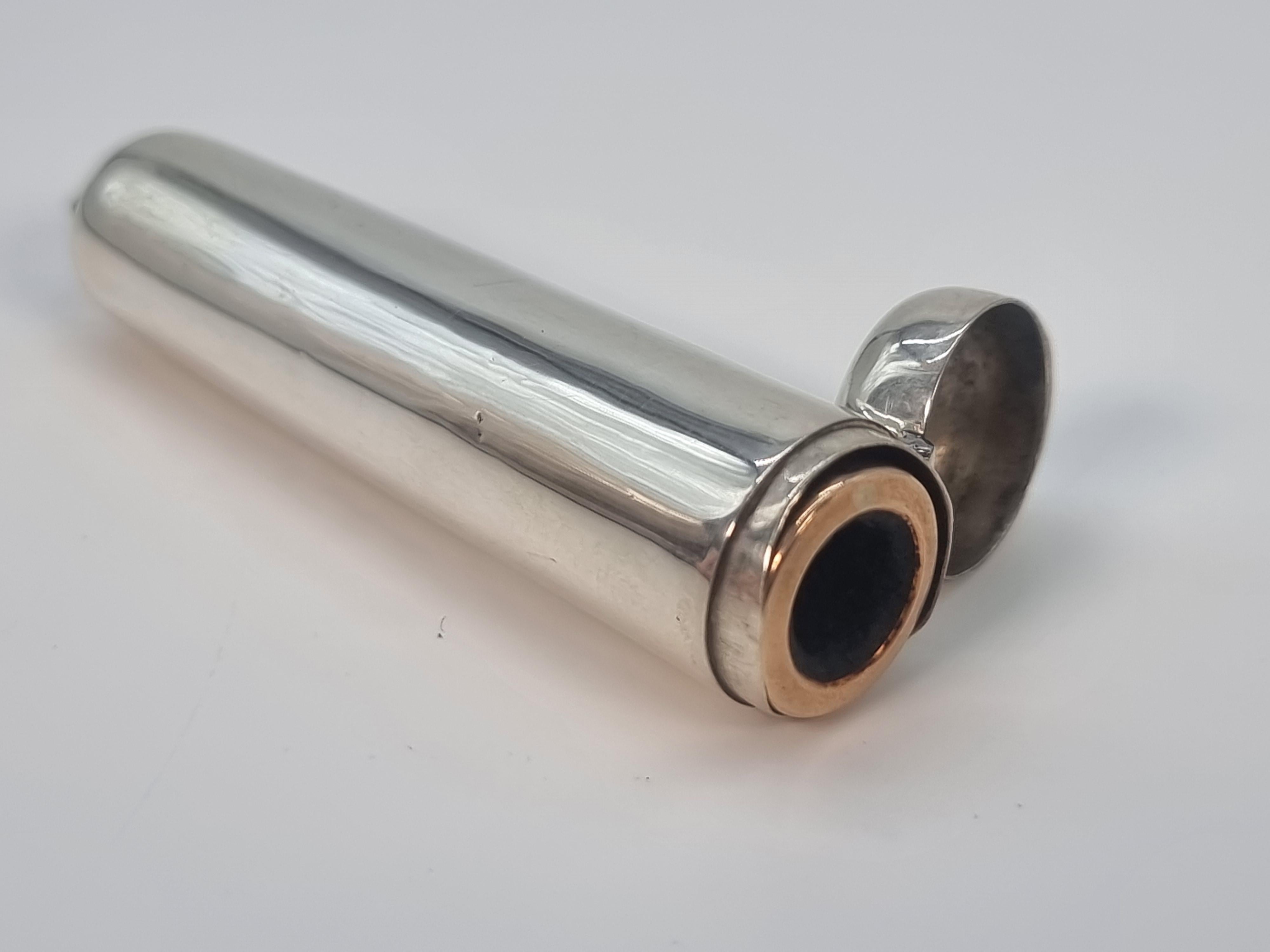 An Edwardian cheroot holder and case made from silver amber and gold 1902 - 3 For Sale 7