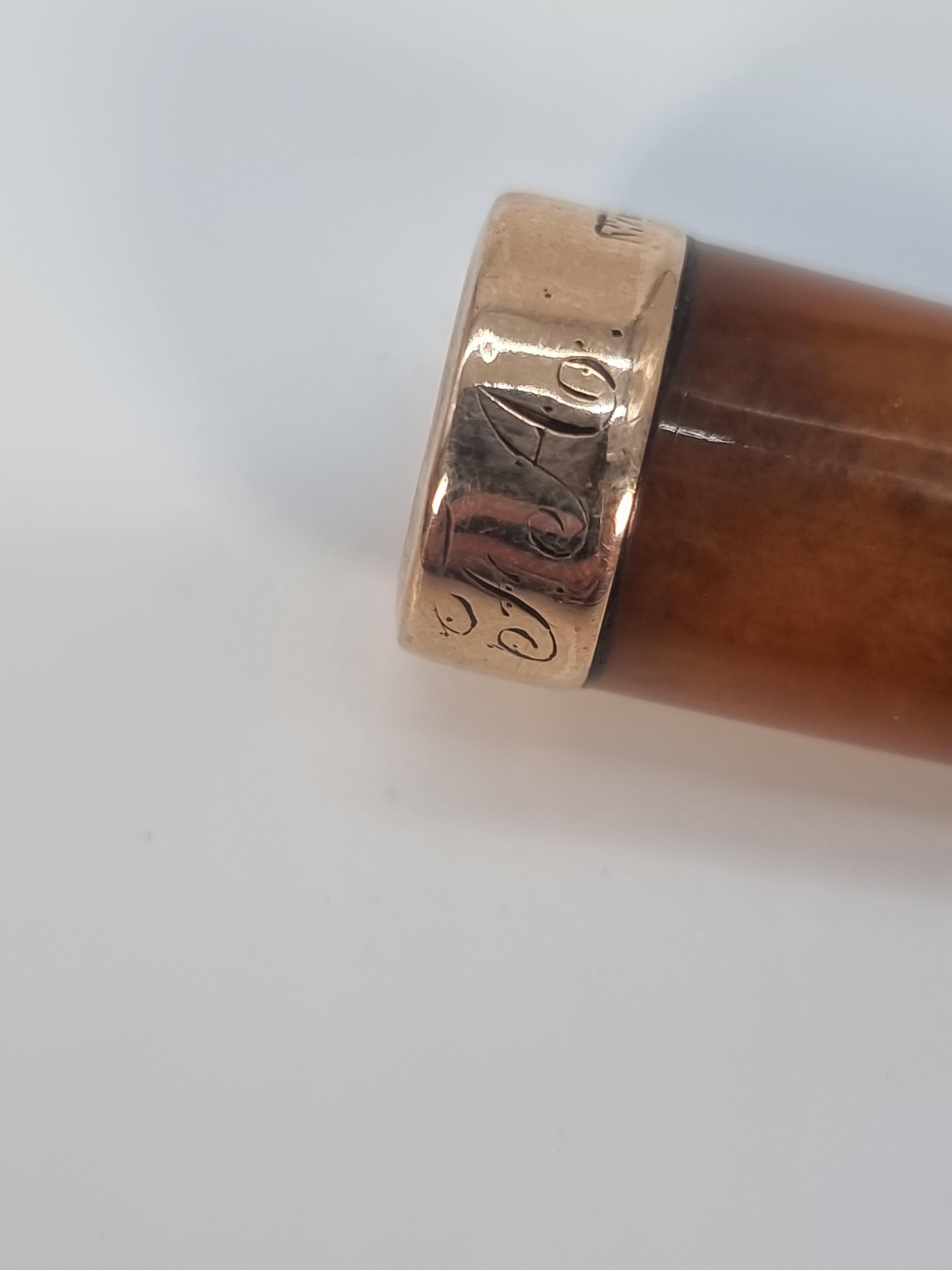 An Edwardian cheroot holder and case made from silver amber and gold 1902 - 3 For Sale 12