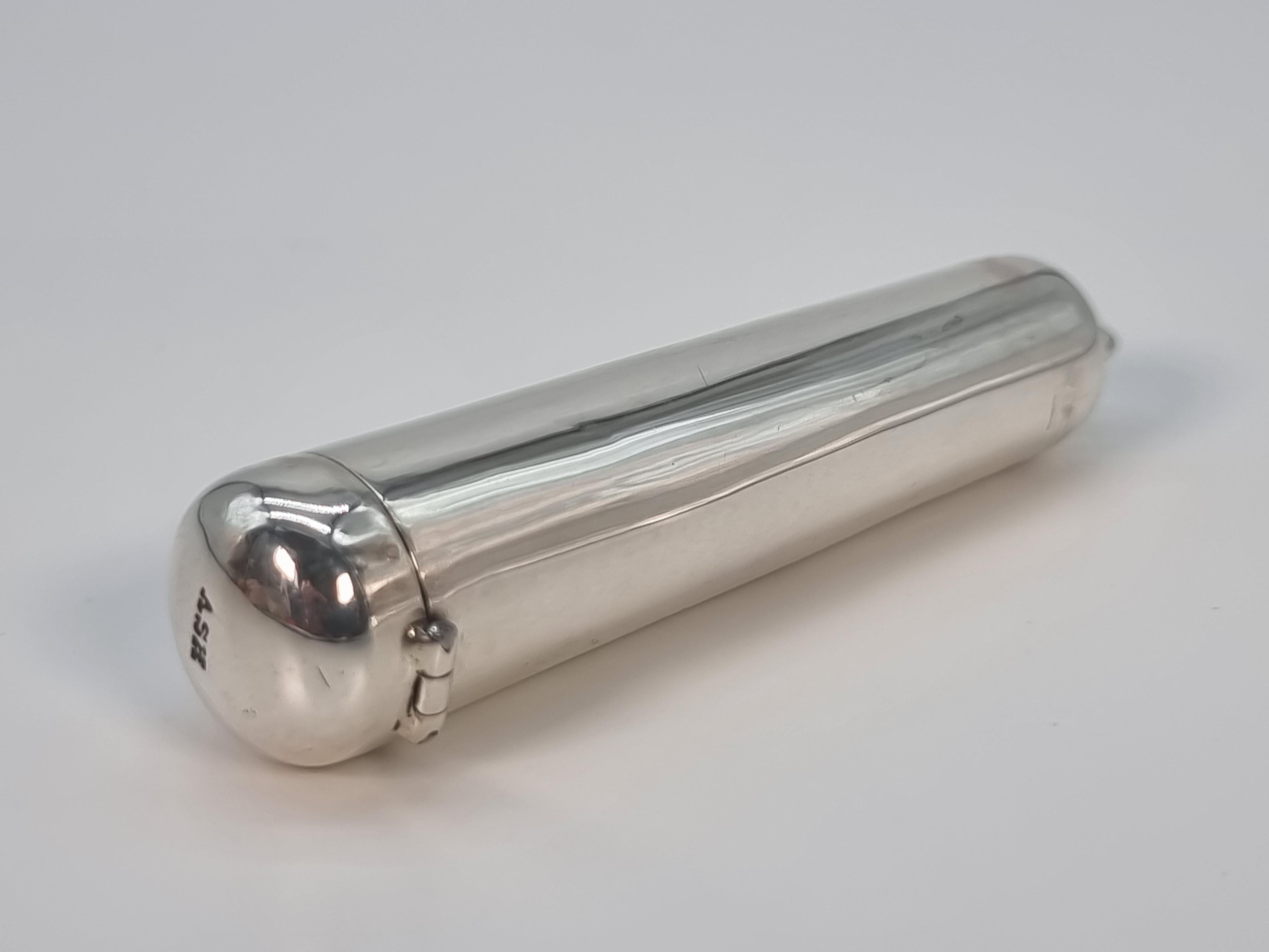 English An Edwardian cheroot holder and case made from silver amber and gold 1902 - 3 For Sale