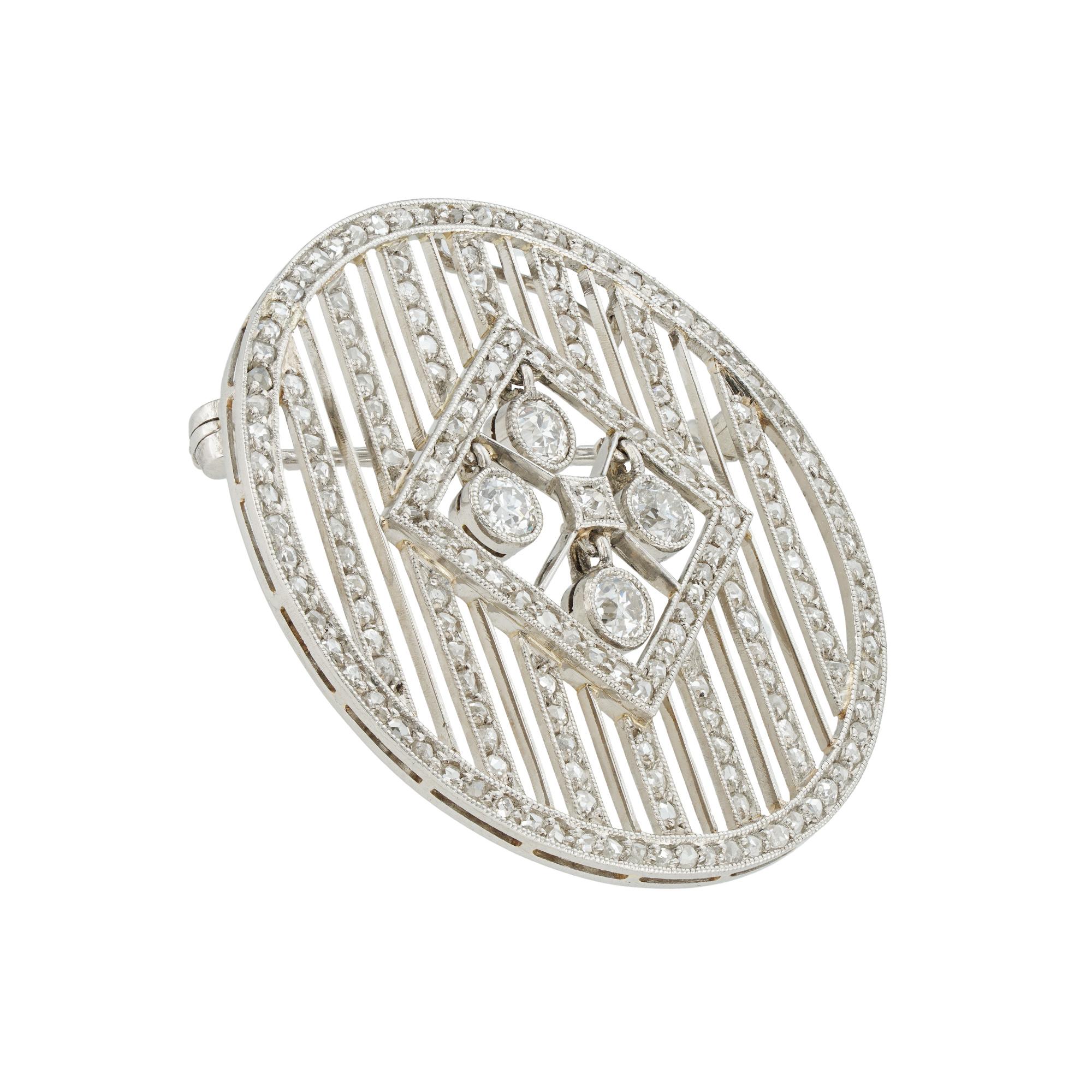 Art Deco An Edwardian circular diamond brooch-pendant