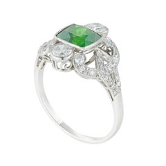 Edwardian Demantoid Garnet and Diamond Ring