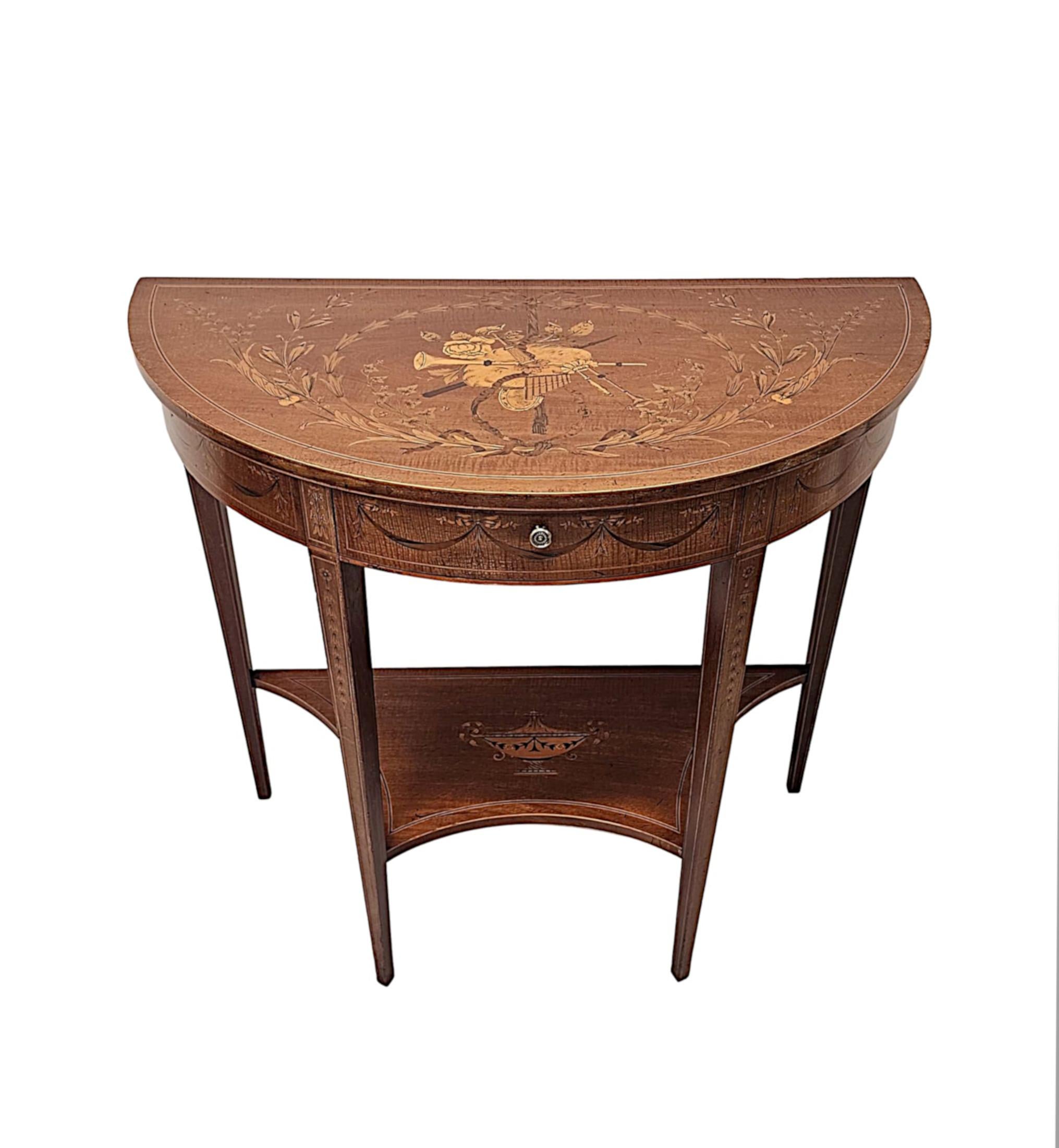 Édouardien Table d'entrée édouardienne Demilune attribuée à Edward and Roberts'e en vente