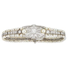 An Edwardian diamond and pearl bracelet